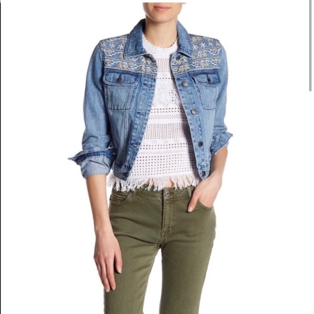 Rebecca Minkoff Embroidered Yolk Denim Jacket